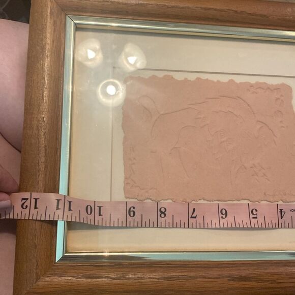 Original Framed Vintage Bison in Nature Embossed Paper Artwork, Signed by Artist - Picture 4 of 5
